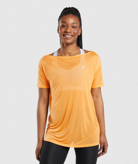 Women's Gymshark Training Oversized Top T-Shirts Orange | CA 80713N